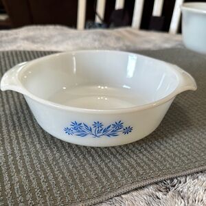 Anchor Hocking Fire King 1 Quart #436 Blue Cornflower Casserole Dish ‎ Vintage